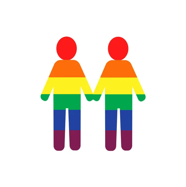Couple Gay Tenant Main Avec Vecteur Fond Couleur Arc Ciel — Image vectorielle