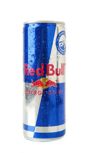 Mykolaiv Ουκρανία Μαΐου 2023 Red Bull Energy Drink Κονσέρβα Σταγόνες — Φωτογραφία Αρχείου