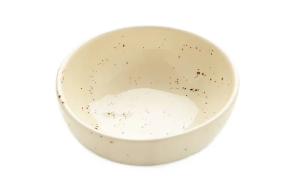 空陶瓷碗 白色背景隔离 顶部视图 — 图库照片