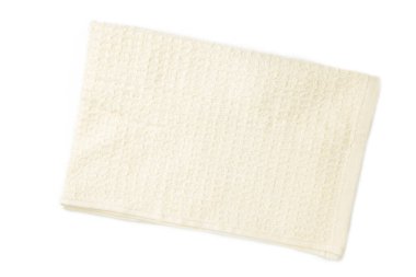 Beyaz arka planda izole edilmiş hafif mutfak havlusu. Üst görünüm