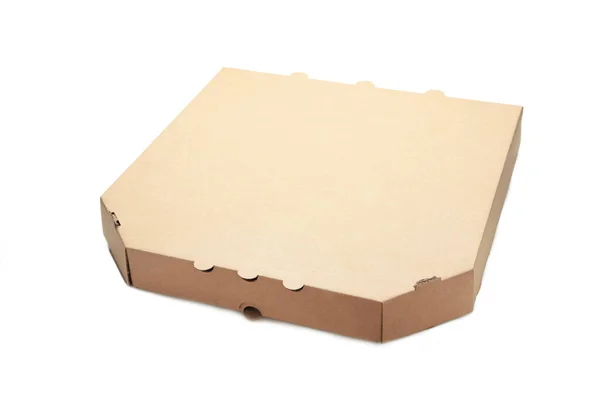 Braune Pizzakiste Isoliert Auf Weißem Hintergrund Ansicht Von Oben Raum — Stockfoto