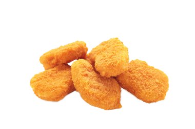 Tavuk külçeleri beyaz arka planda izole edilmiş. Üst görünüm