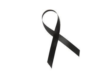 Beyaz arkaplanda siyah kurdele var. Üst görünüm