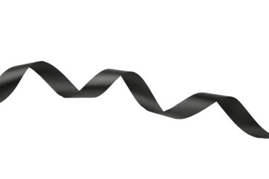 Beyaz arkaplanda siyah saten kurdele