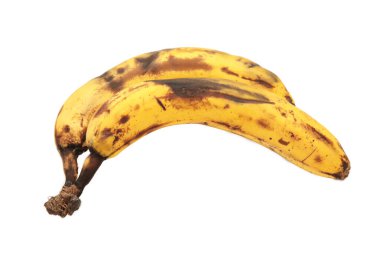 Rotten banana isolated on white background. Top view clipart