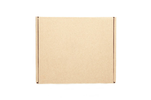 Бумажная коробка картонная коробка изолированы на белом фоне. Вид сверху