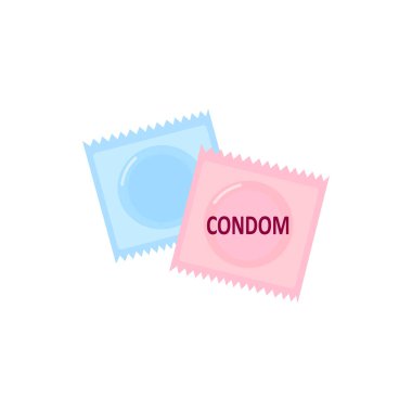 Vector condoms in packages. Contraception concept. Medical isolated flat icon. Top view clipart