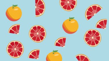 4 bin. Soyut arkaplan. Greyfurt hareketi animasyonu. Yaz döngüsü. Hareket grafikleri. Yatay görünüm.