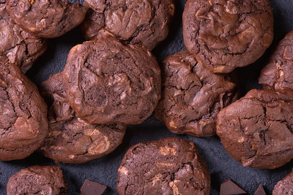Groupe Biscuits Chocolat Américain Faits Maison Vue Dessus — Photo
