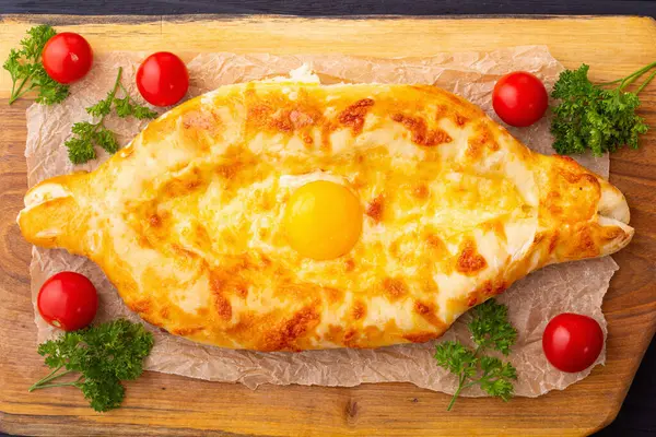 Παραδοσιακό Καυκάσιο Φαγητό Σπιτικό Καχαπούρι Αυγό — Φωτογραφία Αρχείου