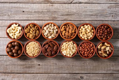 Fındık karışımı. Gıda arkaplan üst görünümü