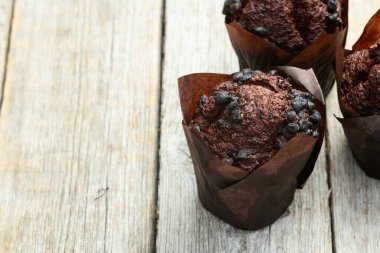 Tatlı çikolatalı kek (cupcake). En iyi görüntü fotoğrafçılığı