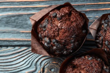 Tatlı çikolatalı kek (cupcake). En iyi görüntü fotoğrafçılığı