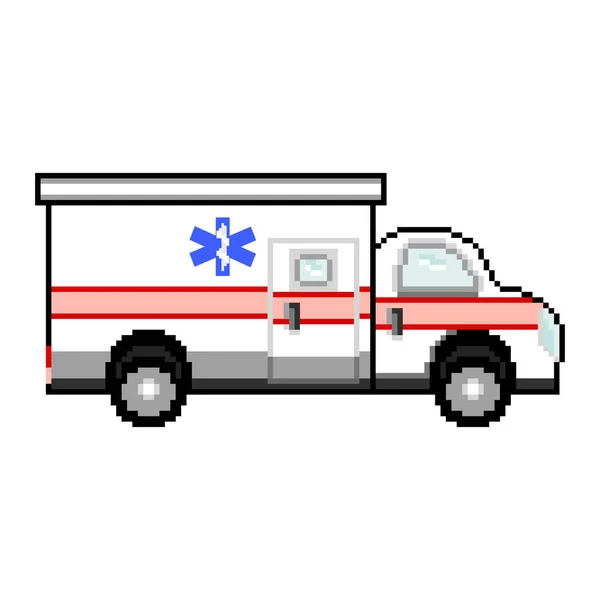 Coche Ambulancia Pixel Coche Pixel Icono Pix Cartoon — Vector de stock