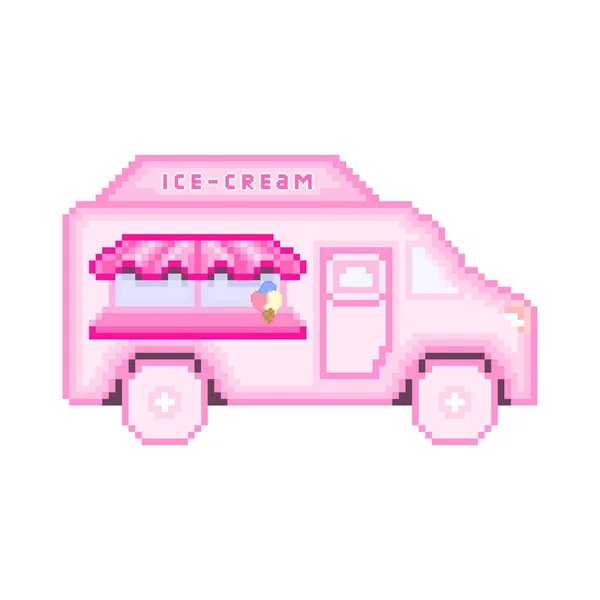 Пиксельный Фургон Мороженым Уличная Еда — стоковый вектор