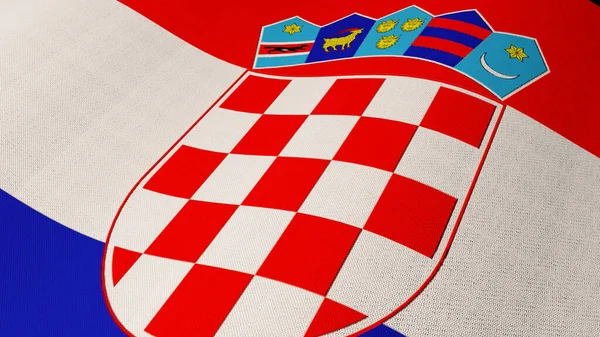 Flagge Kroatiens Aus Nächster Nähe Schwenken — Stockfoto