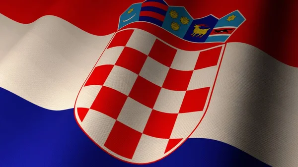 Kroatische Rot Weiße Schachbretter Schwenken Flagge — Stockfoto
