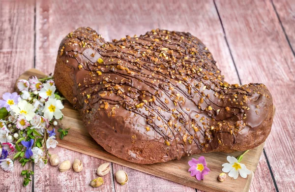 Traditional Italian Chocolate Easter Dove Bread with pistachio and chocolate Easter eggs