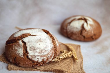 Taze pişmiş Round Rye ekmeği. 