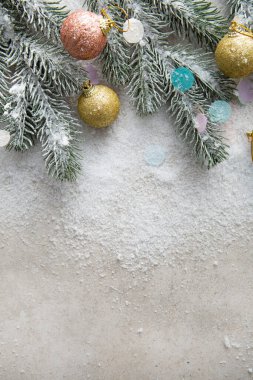 Tatil konsepti Noel dekorasyonları yeni yılın yeşil dalları