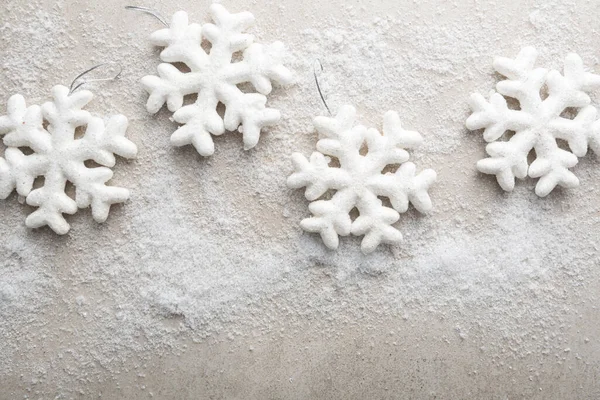 Natale Bianco Fiocco Neve Decorazione Vista Dall Alto Inverno Concetto — Foto Stock