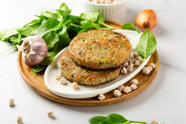 Close Ofvegan Chick Pea Pancakes Wooden Plate Healthy Food — Stock Photo, Image