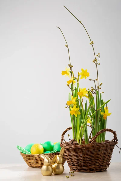 Easter Holiday Concept Background Decor Bunny Eggs — Stock fotografie