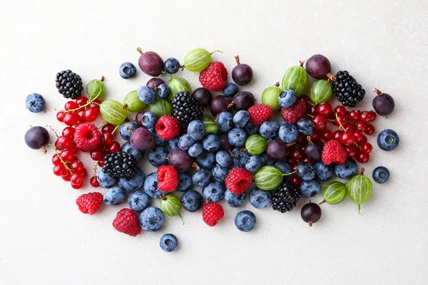 Fresh Summer Berries Set Concrete Background Food — Stock Photo, Image
