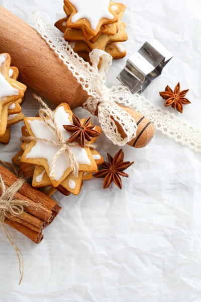 Biscuits Étoiles Noël Pain Épice — Photo