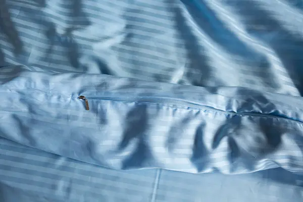 Close Blue Stripe Satin Bedding Textile — Stock Photo, Image