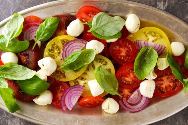 Lezzetli fesleğenli caprese salatası.