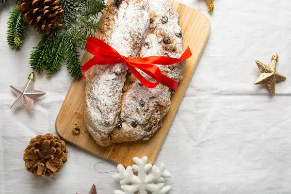 Top View Homemade Christmas Loaf Raisins — Stock Photo, Image