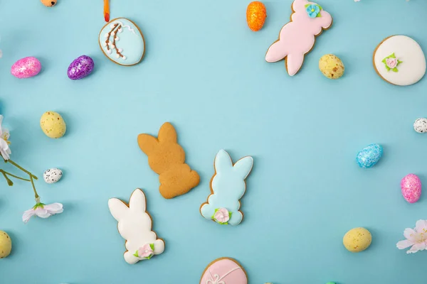 Húsvéti Tojás Cookie Nyuszi Nyaralás Háttér Koncepció — Stock Fotó
