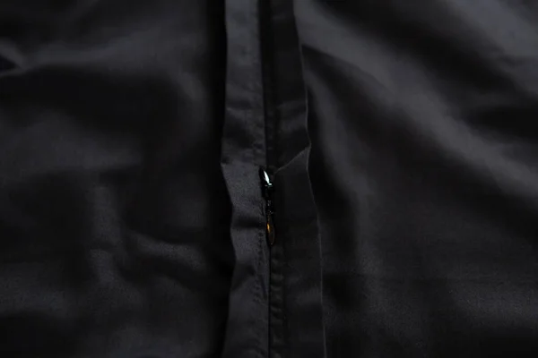 Zipzáras Fekete Gyűrött Pamutszövet Textúrája — Stock Fotó
