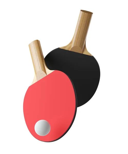 Paletas Raquetas Tenis Mesa Ping Pong Rojas Negras Con Pelota —  Fotos de Stock