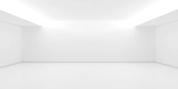 Quarto Interior Branco Vazio Com Luzes Teto Indiretas Esquerda Direita — Fotografia de Stock