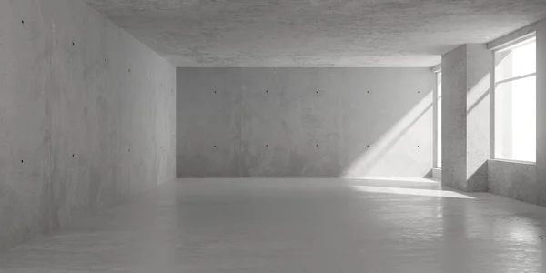 Abstrait Vide Salle Béton Moderne Avec Des Fenêtres Sur Mur — Photo