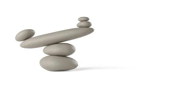 Balanceamento Escala Seixos Zen Marrom Pedras Sobre Fundo Branco Com — Fotografia de Stock