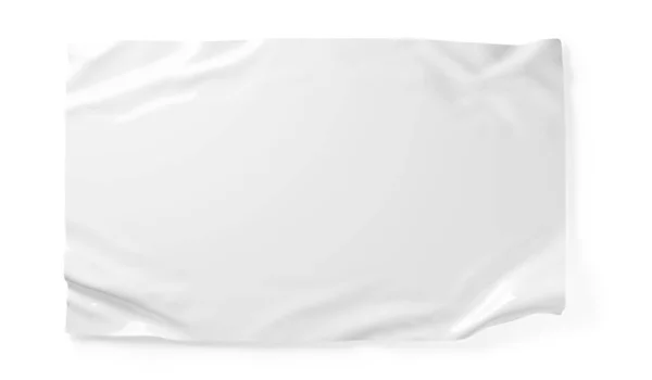 Θρυμματισμένο Κενό Κενό Ορθογώνιο Λευκό Πλαστικό Αυτοκόλλητο Φύλλο Πρότυπο Ρυτίδες — Φωτογραφία Αρχείου