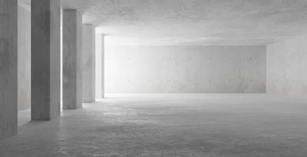Abstrakter Großer Leerer Moderner Betonraum Licht Durch Säulen Der Linken — Stockfoto