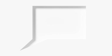 Tek dikdörtgen beyaz konuşma balonu veya balon beyaz arkaplan üzerinde gölge, bilgi veya iletişim konsept şablonu, 3D illüstrasyon