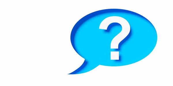 Cutout White Speech Bubble Question Mark Symbol Blue Background Help — Stock Photo, Image
