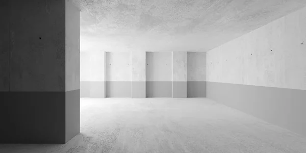 抽象大 近代的なコンクリートの部屋 半分塗装壁 間接光とコンクリートの床 産業インテリア背景テンプレート 3Dイラスト — ストック写真