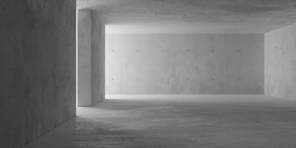 抽象大 近代的なコンクリートルームの仕切り壁とコンクリートラフフロア 産業インテリア背景テンプレート 3Dイラスト — ストック写真