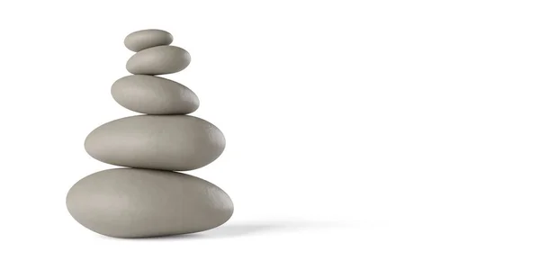 Stapel Brauner Balancierender Zen Kieselsteine Oder Steine Auf Weißem Hintergrund — Stockfoto