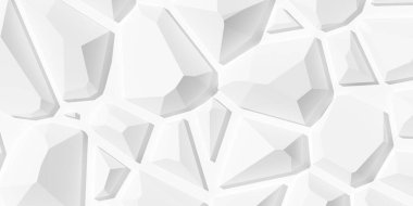 Random shifted white polygon geometrical prism objects background wallpaper banner, 3D illustration
