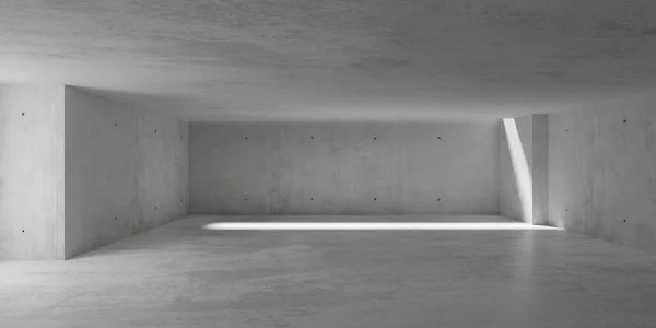 奥に天井の開口部を持つ大型 近代的なコンクリートルーム 左側とラフフロアの部屋からの光 産業インテリア背景テンプレート 3Dイラスト — ストック写真