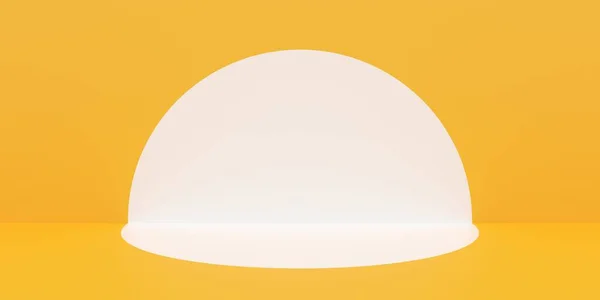 要旨黄色の壁と床と白の円 製品表示の背景 3Dイラストを持つ最小限の近代的な部屋 — ストック写真