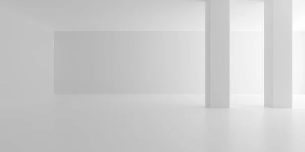 Quarto Interior Branco Vazio Com Luz Indireta Dois Pilares Arquitetura — Fotografia de Stock