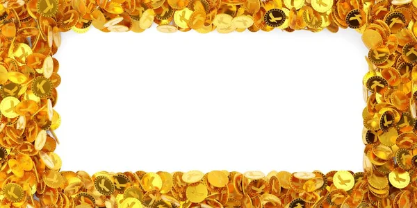 Ramka Złotych Monet Symbolem Orła Białym Tle Finanse Skarb Lub — Zdjęcie stockowe